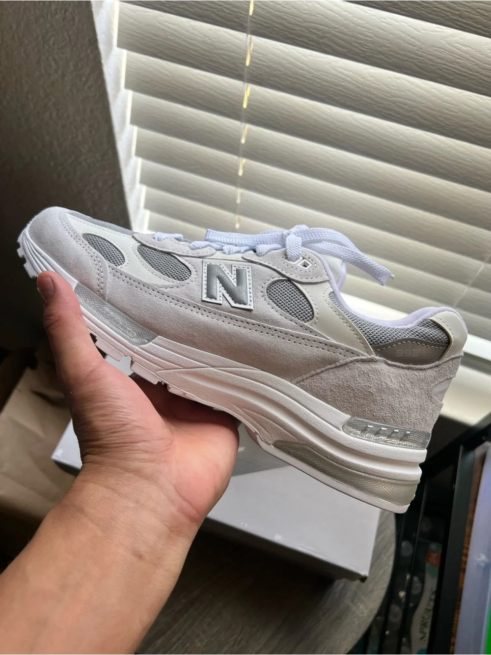 New Balance Men’s White and Light Gray Athletic Sneakers